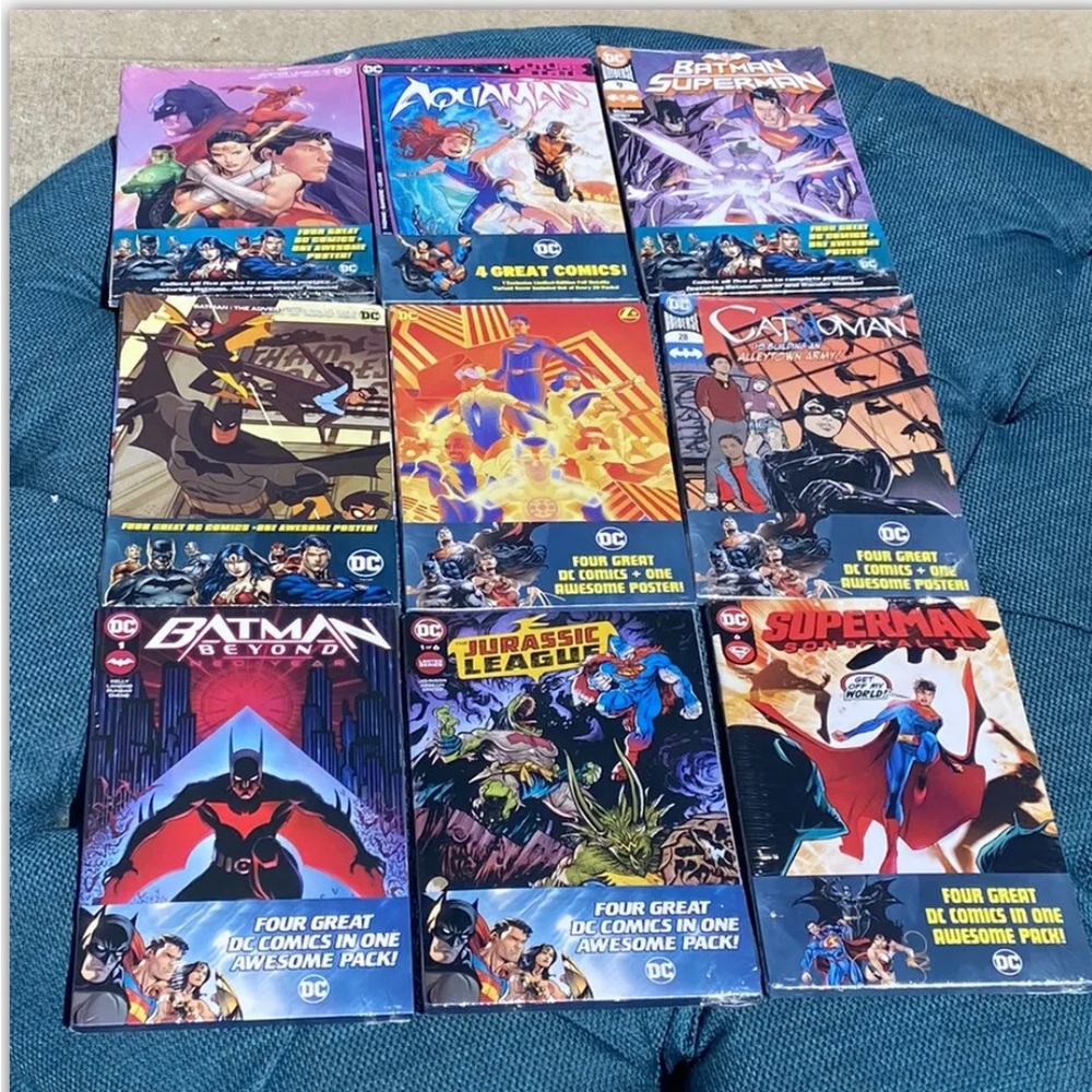DC Limited Series Four Great Comics In Each Pack, 9 Packs, Total Of 36 Comics.